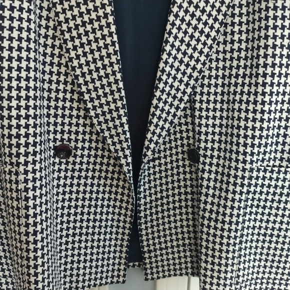 Giorgio Saint Angelo Vintage Houndstooth Linen Dark Navy Blazer Jacket 22 - Picture 3 of 12